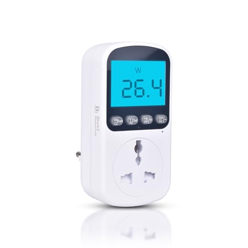 Image of Blackt Electrotech (BT72PM) 2PIN Digital Electricity Usage Monitor Plug - Power Meter with LCD Display for Watts, Voltage, Amps, and Energy Cost Calculation 230 Volt