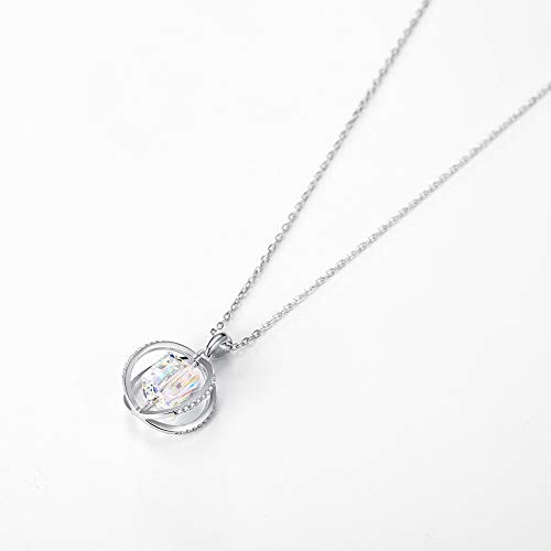 Collier en cristal S925 bijou rotatif pour look élégant - 4