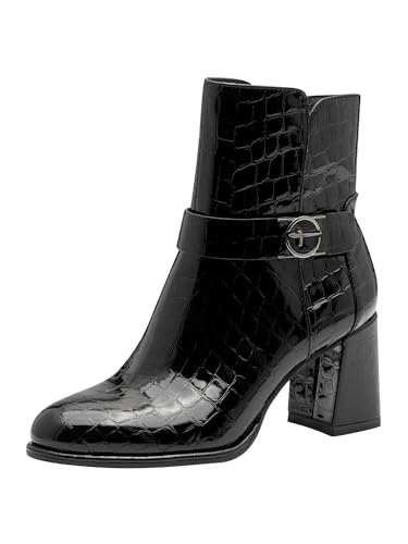 Tamaris Bottines à talon pour femme - Noir croco - Taille 39 EU, Black Croco., 39 EU