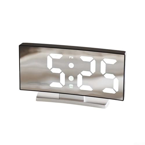 CNANRNANC Reloj LED de escritorio con pantalla curvada con fácil ajuste de alarma y funcionamiento eficiente de energía para uso diario (luz blanca y negra)