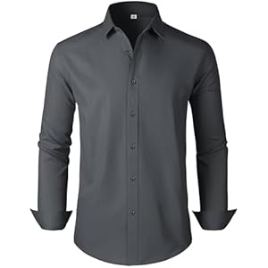 Men's Dress Shirts Regular Fit Solid Long Sleeve Formal Shirt Business Casual Button Down Shirts