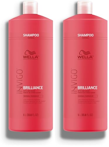 Image of Wella Professionals Invigo Brilliance Shampoo, Fine /Normal | For fine, color-treated hair, retains color, Brilliance-Blend helps maintain vibrancy, Lime caviar leaves hair smooth