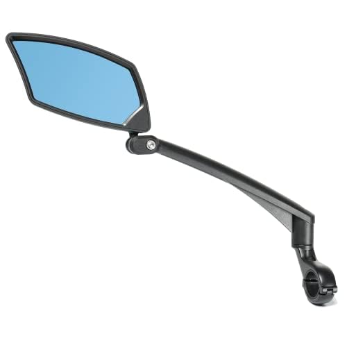 BriskMore Lenker Fahrradspiegel, Anti-Glare blaue konvexe Glaslinse für flache Lenker, kratzfest, justierbar und drehbar Sichere Rückansicht Fahrradspiegel nur für linke Seite BT-016LB