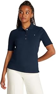 Tommy Hilfiger Polo Manches Courtes Femme 1985 Pique Regular Fit, Bleu (Dark Night Navy), S