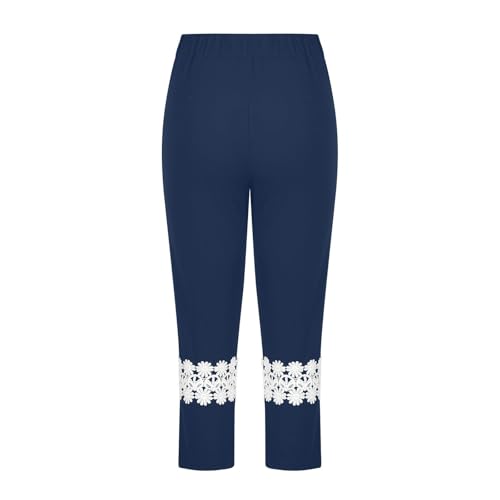 Girls Cotton 𝐂apri Leggings with Lace Trim Soft Stretchy Summer Pants for Kids Summer Leggings 3/4 Half Trousers2