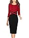 VFSHOW Womens Red and Black Colorblock Patchwork Slim Zipper Up Work Business Office Party Bodycon Pencil Sheath Dress 6472 RED XS