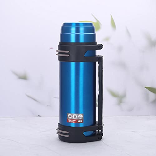 MLLM Vakuum-Reisebecher, große Kapazität, breite Öffnung, doppelter Vakuum-Heißwasserkocher, blau, 1,2 l, doppelwandig, für heiße und kalte Sport-Trinkflasche