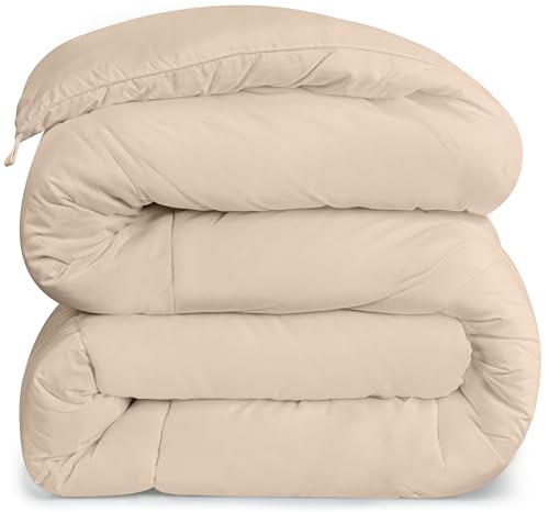 Image of Utopia Bedding Comforters King Size, All Season Duvet Insert, Down Alternative Box Stitched Bed Comforter with Corner Tabs, Machine Washable (Beige)