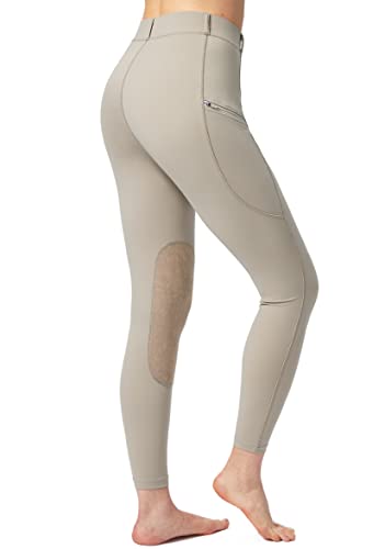 Santiny Women'S Horse Riding Pants With Zipper Pockets Knee-Patch Schooling Tights Equestrian Breeches For Women thumb #2