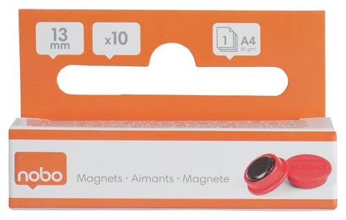 Image of Nobo Magnetic Whiteboard Magnets 10 Pack 13mm Coloured Magnets