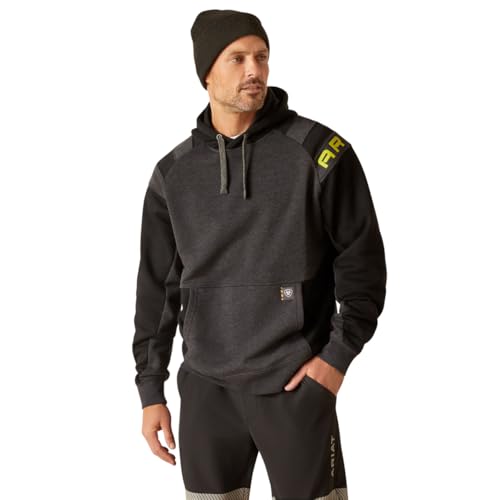 Image of Ariat Men's Rebar Workman Colorblock Logo Hoodie