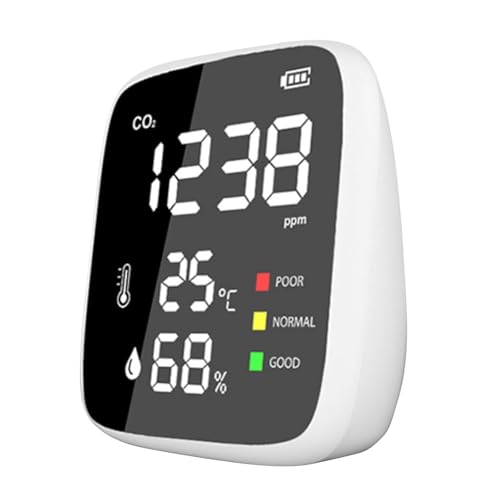 DWCQRTM 二酸化炭素濃度計 co2濃度センサー co2測定器 温湿度センサー 空気品質モニター 空気質検知器 コンパクト ポータブル 高精度 多機能 USB充電式 空気品質 濃度測定 温度/湿度表示 家庭内 保育室 病棟 車 オフィス