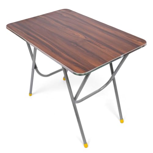 Image of Multi-Purpose Foldable and Portable 2-Seater Dining Table | Engineered Plywood Top & Powder Coated Finish 24 * 36 Inch Brown
