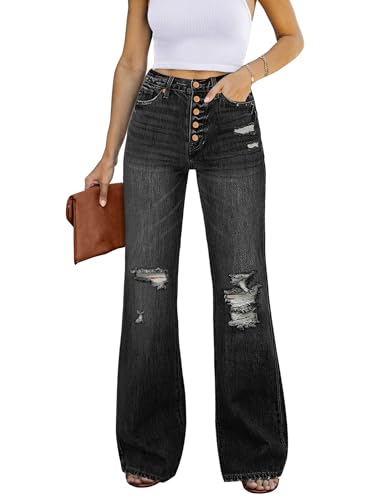 Roskiky Flare Jeans for Women Plus Size Pants for Women Womens Flare Jeans Black Jeans Baggy Ripped Jeans Soft Black Size X-Small