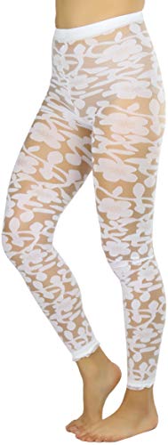 Image of ToBeInStyle Women's Sheer Floral Lace Full Length Leggings