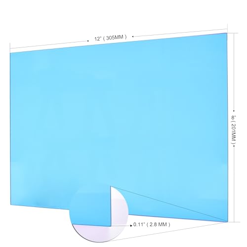 Image of 6 PCS Blue Transparent Cast Acrylic Sheets 8 inch x 12 inch x 0.118 inch, Plexiglass Plastic Sheet for Laser Cutting, Engraving Signs, DIY Projects.