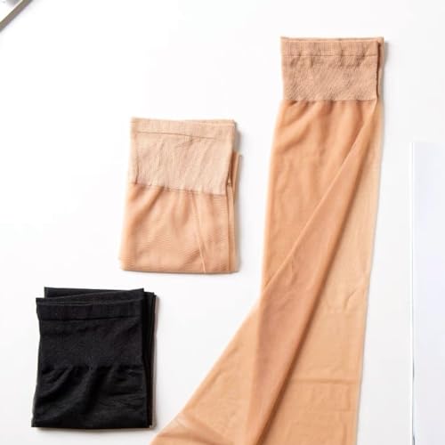 Image of 6 Pairs Nylon Socks for Women Knee High Everyday Socks Wide Calf by Daisy&Dino, 6-Black&Nude, 4-9