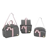 KIt Bolsas Maternidade Mochila Térmica Feminina Cinza e rosa