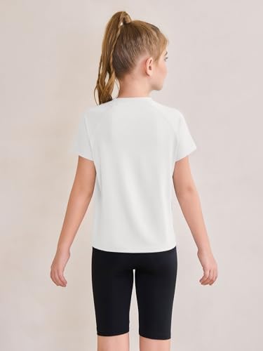 Image of Haloumoning Girls Athletic Shirts Short Sleeve Quick Dry T-Shirt Kids Summer Tee Tops 5-14Y