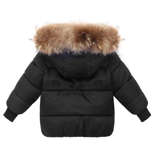 Image of Baby Boy Winter Coat Toddler Girl Hooded Puffer Jacket Fur Collar Down Outerwear