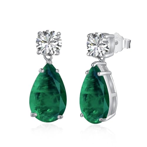 Birthstone Earrings for Women Teardrop earrings Pear Shape 18K White Gold Plated Silver