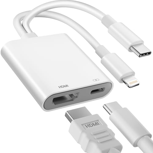 Adaptador USB C y Lightning a HDMI para iPhone, 4K@60Hz 100W Adaptador USB C a HDMI para iPhone 17/16/15/14/iPad/MacBook, Adapter de i Phone a HDMI con certificación MFi para TV/Proyector/Monitor