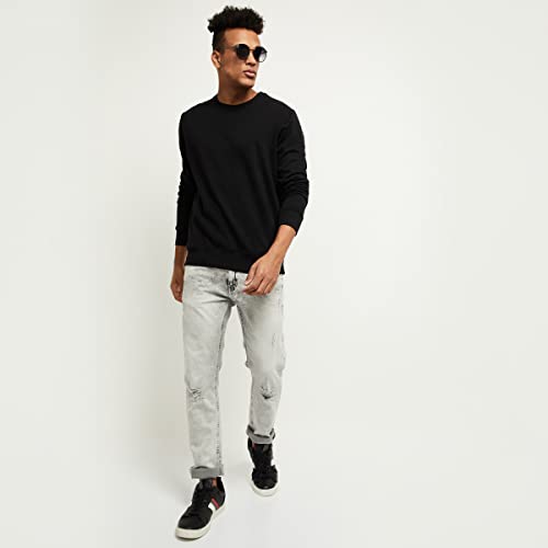 Image of Max Men Solid Crew Neck Cotton Sweatshirt