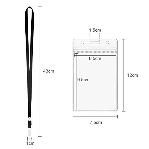 Vicloon Kartenhülle mit Lanyard, 10 Stück Wasserdichte Ausweishülle, Weiche, Transparenter PVC Ausweishülle mit Schlüsselband, Kartenhalter für/Geschäfts/Messe/Firmen/Schulen(Vertikalschnitt)