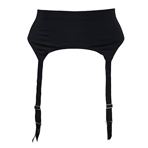 image for TVRtyle Women Black Seamless 4 Wide Straps Metal Buckles Sexy Garter B
