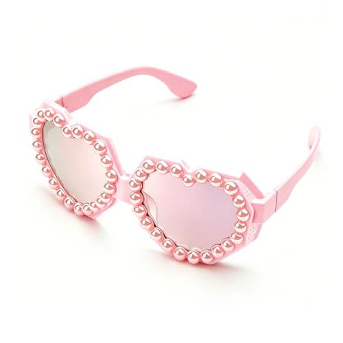 Image of laureles Fashion Pearl Heart Shaped Goggle Y2K Sunglasses Women One Piece Oversized Love Sun Glasses Men