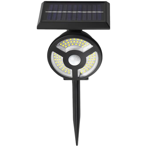 Vestamore Foco solar con 72 luces LED para exteriores, 3 W, impermeable, luz ascendente de paisaje al atardecer al sensor, cabezal y soporte ajustables, inalámbrico, montaje en el suelo o en la pared