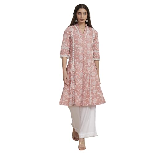 Image of Biba Printed Cotton Straight Casual Kurtas