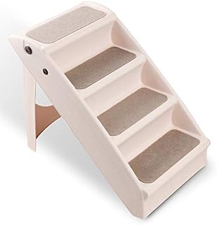Pet Prime Foldable Dog Step Stairs Pet 4 Steps Foldable Lightweight Stairs Pet Plastic Access Steps Stairs Dog Cat Foldable Step Stairs Essentials Steps