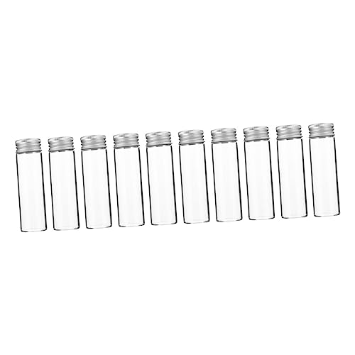 KICHOUSE 10pcs Glass Bottle Travel Accessories Tube Empty Bottles Laboratory Test Tube Sample Bottles Essential Oil Bottles Test Tubes Lab Test Tube Candy Jar Makeup Bottles Aluminum Silver