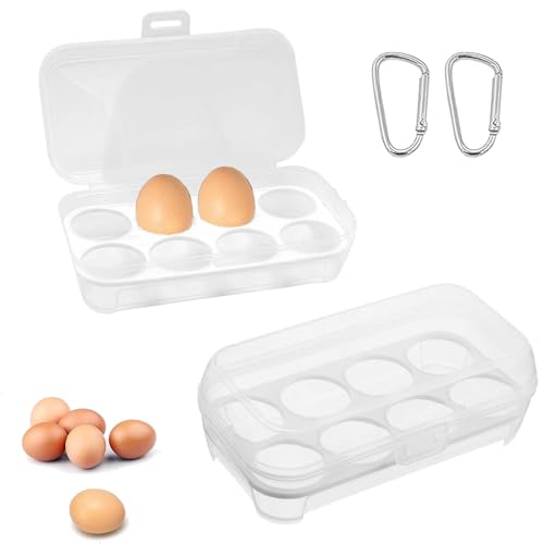 TREABEAR 2 scatole per uova in plastica, contenitore per uova contiene 8 uova, multiuso, scatola portaoggetti in plastica, portauova, contenitore per uova o altri alimenti