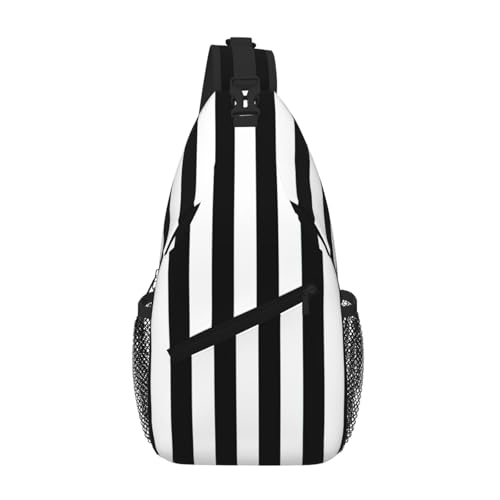 Sac à dos à bandoulière pour homme à rayures noires et blanches sacoche tendance et légère