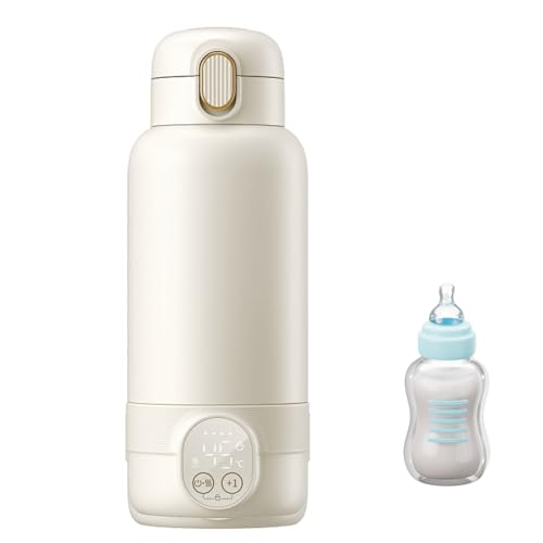Calentador de botellas portátil sin cable, 500 ml, calentador de biberones portátil, ajustable de 37 a 55 grados con indicador LED, calentador de biberones para viajes, 24 horas de temperatura