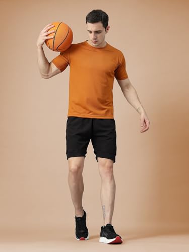 Image of CHKOKKO Double Layered Gym Shorts for Men Workout | Compression Inner Layer with Pockets Across Inner Outer and Back | Dry Fit Sports Athletic wear for Running Jogging or Training
