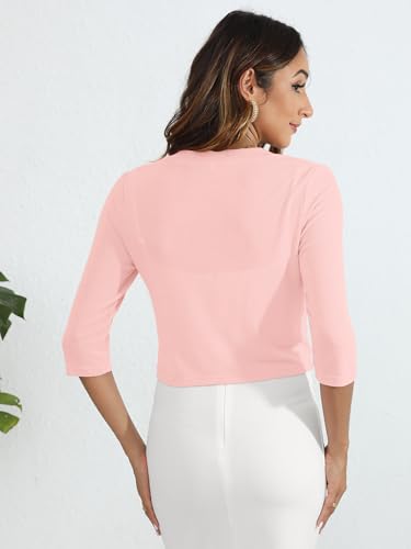 Image of Heymoments Women's Thin Shrugs 3 /4 Sleeve Lightweight Cropped Sweaters Open Front Cardigan for Dress