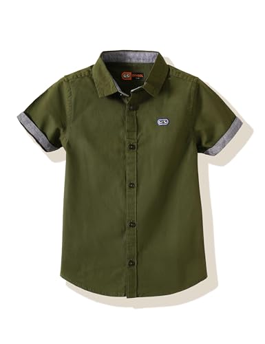 Image of Amazon Brand - Symbol Boys 100% Cotton Solid Casual Shirt | Half Sleeves | Regular Fit | Age 2-14 Years