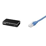 最安!BUFFALO Giga対応 プラスチック筐体 AC電源 5ポート LSW6-GT-5EPL/NBK ブラック スイッチングハブ ローコストモデル 簡易パッケージ 壁掛け設置対応 日本メーカー & iBUFFALO ツメの折れないLANケーブル UTP Cat6a ストレート フラットタイプ 1m ブルー BSLS6AFU10BL
