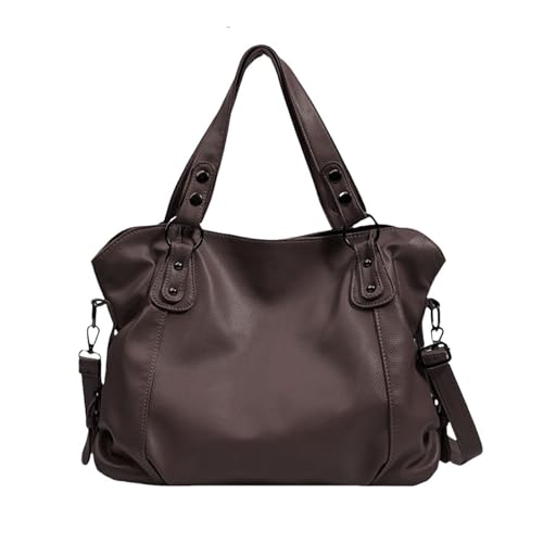 Sac à bandoulière café de grande capacité Morain en cuir synthétique pour femme