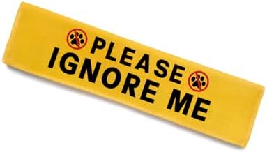 KISJO Please Ignore Me Dog Leash Sleeve, Funny Yellow Alert Hanging ID Patch Tag, Do Not Pet in Training Leash Wrap, Pet Birthday Gifts for Dog Owners