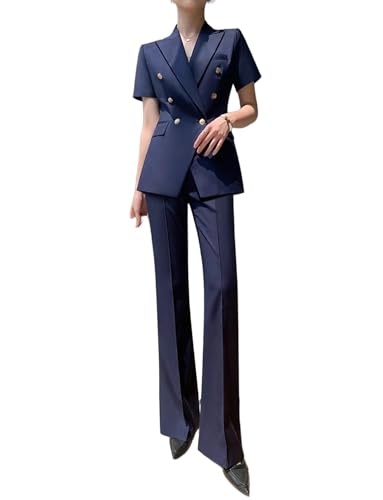 Costume d'été femme à double boutonnage l'élégance du smoking fluide