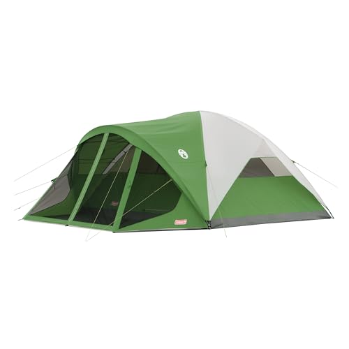 Coleman Evanston Tent with Screen Room, 6/8 Person Weatherproof Tent Sets Up in 15 Mins, Included Rainfly & Carry Bag, Made of PFAS-Free Materials