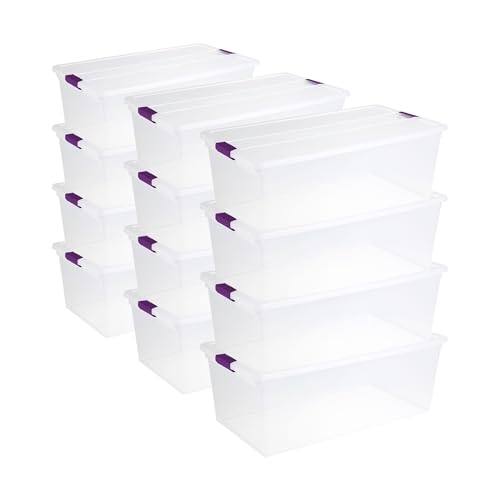 Image of Sterilite 12-Pack 110 Quart ClearView Latch Box, Stackable Organizer Bins with Latching Lids - Clear Plastic Organization Containers for Closet, Bedroom, Shelving Units and Everyday Home Storage