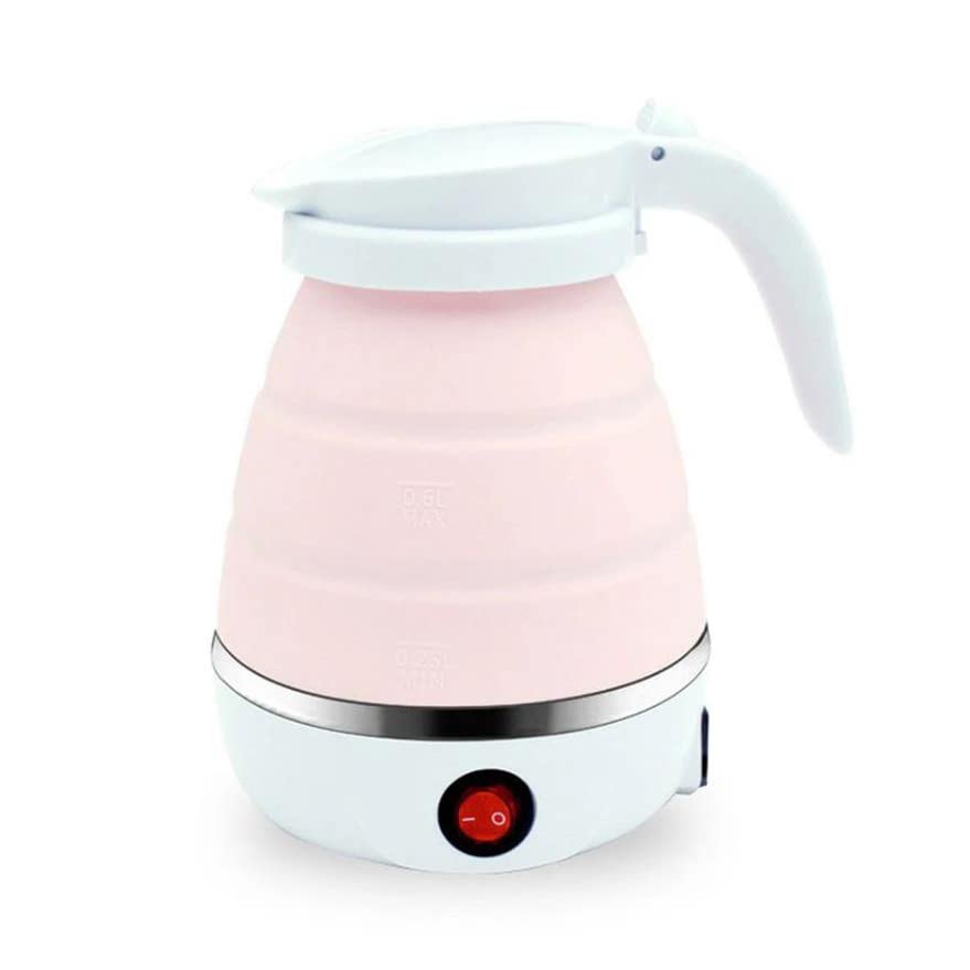 Mini Foldable Electric Kettle Collapsible Kettle Portable Suitable for Home Travel and Camping (Pink)