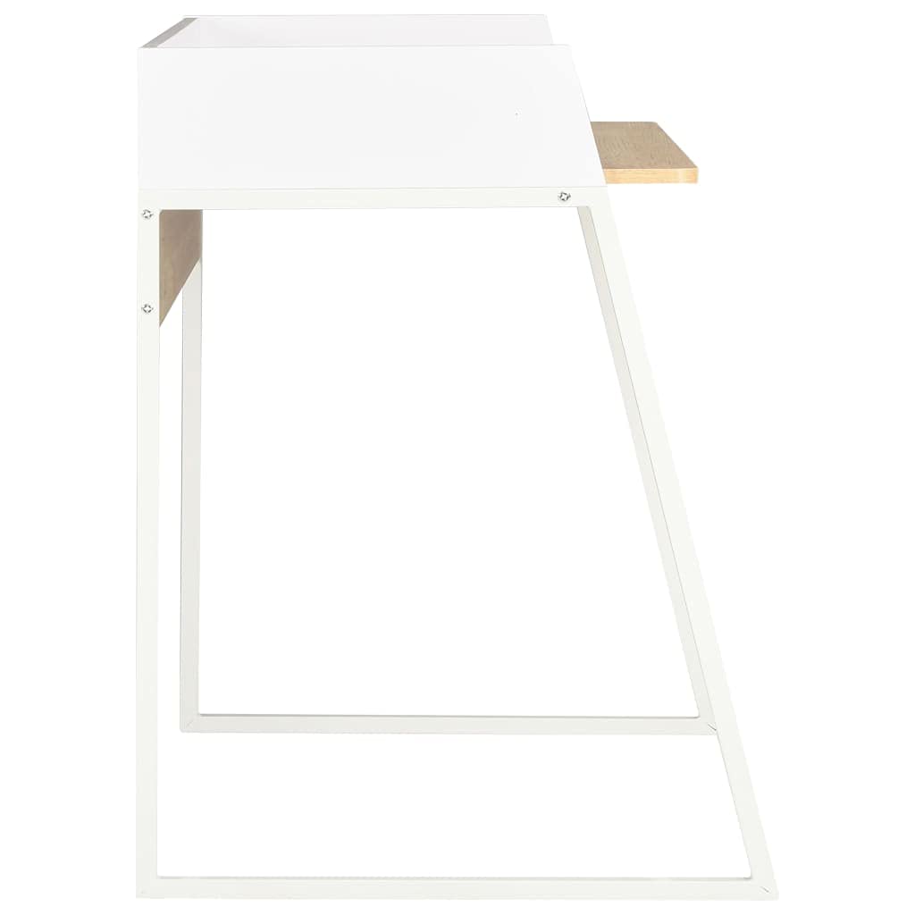 Scrivanie Gaming Tavolo Consolle Scrivania Da Gaming Tavolo Da Lavoro Scrivania Bianca e Rovere 90x60x88 cm per Soggiorno Camera Da Letto Studio Sala Studio