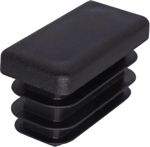 Image of (Pack of 10) Rectangular Plastic Plugs 19 /32 inch x 1-3 /16 inch (15 x 30 mm), Matt Tube Inserts, Fence Post Caps, Jet Black RAL 9005