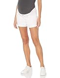 Motherhood Maternity Women's Indigo Blue Triangle Side Panel Roll Hem Denim Short, White, Small